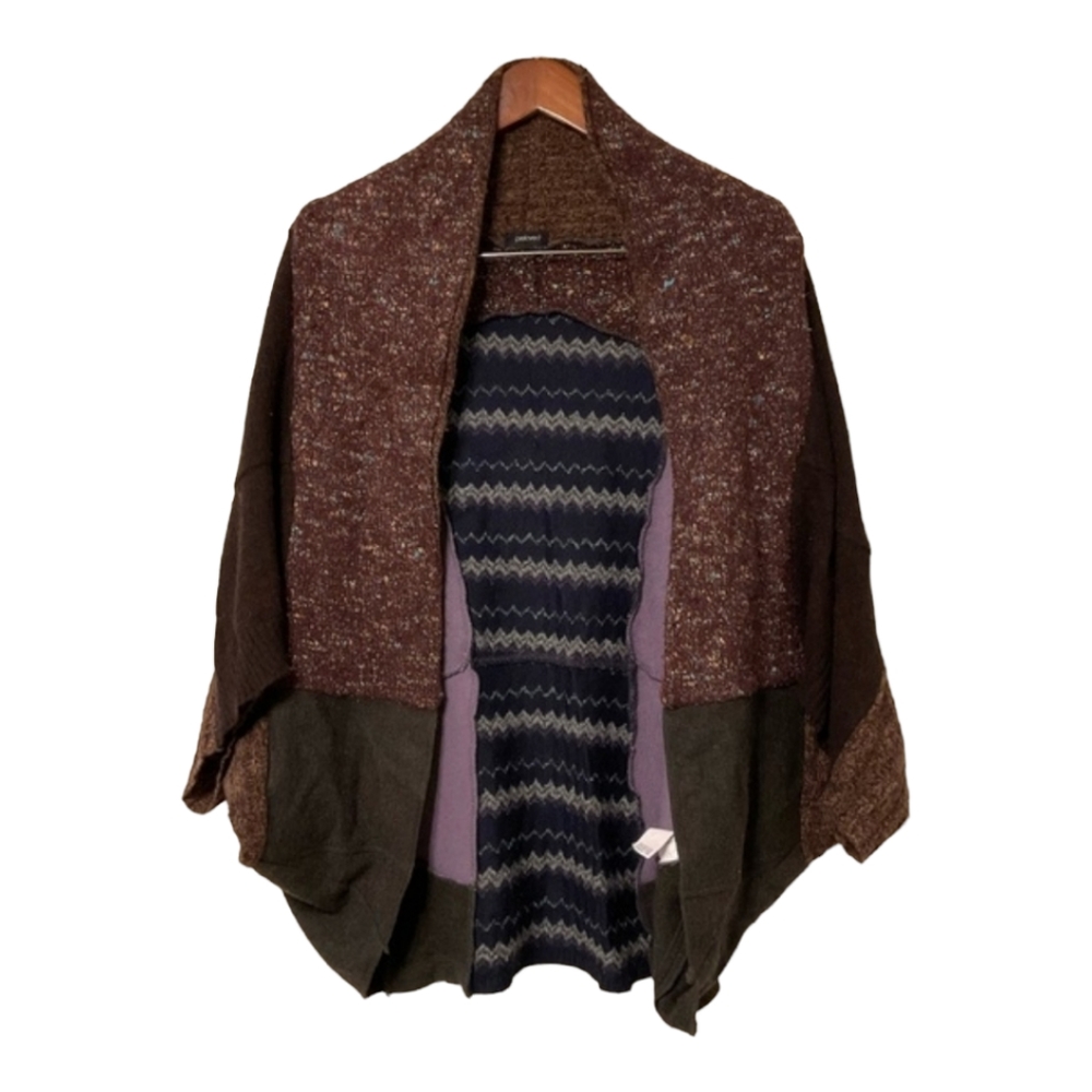 Preloved Cocoon Patchwork Wool Cardigan Made In C… - image 1